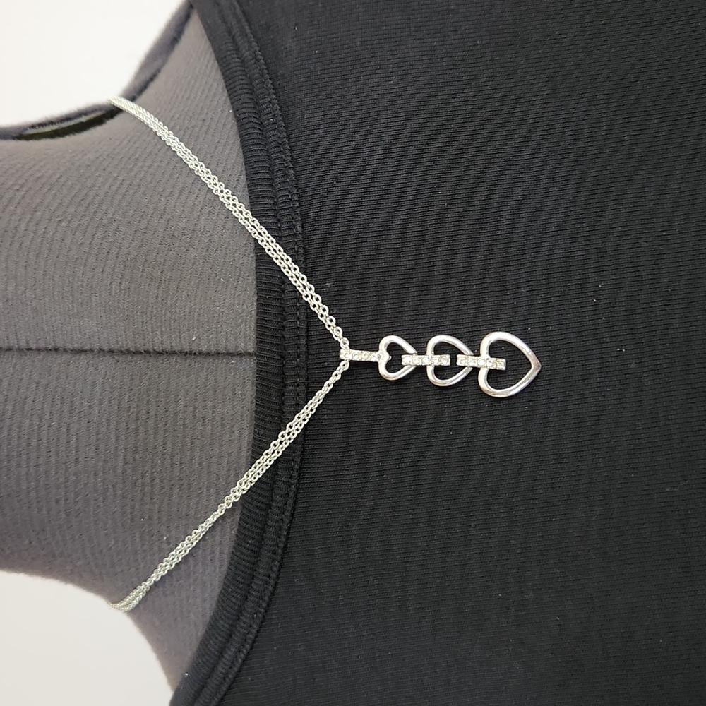 Avon Open Heart Necklace with Rhinestone Accents